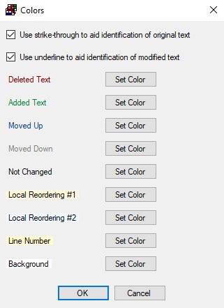 Colors Used To Highlight Text Differences