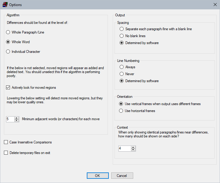 Options For Comparing Text For Differences