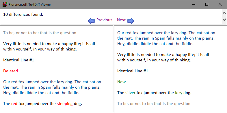 Colors Used To Highlight Changed Text