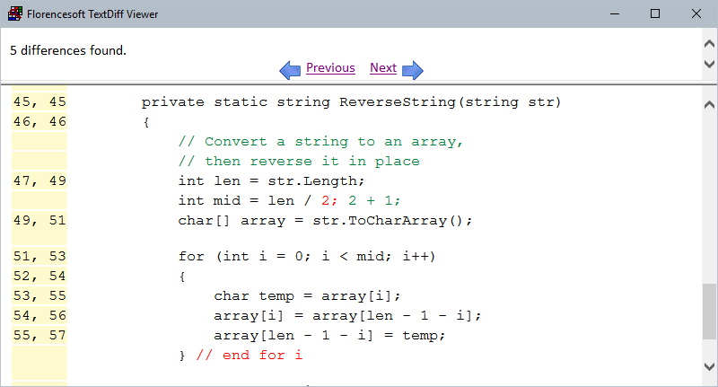 Text Changes Shown In Same Window