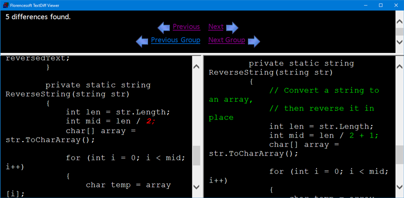 Compare Source Code For Differences - Larger Text