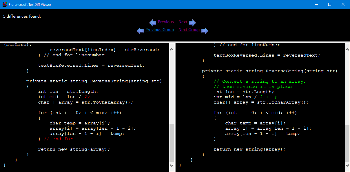 Viewing Source Code Text Differences On Windows (Regular Text)
